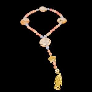 Vintage Chaplet Rosary Beads With Brass Mini Angel